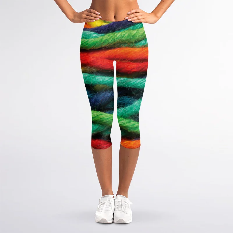 Colorful Yarn Print Women's Capri Leggings