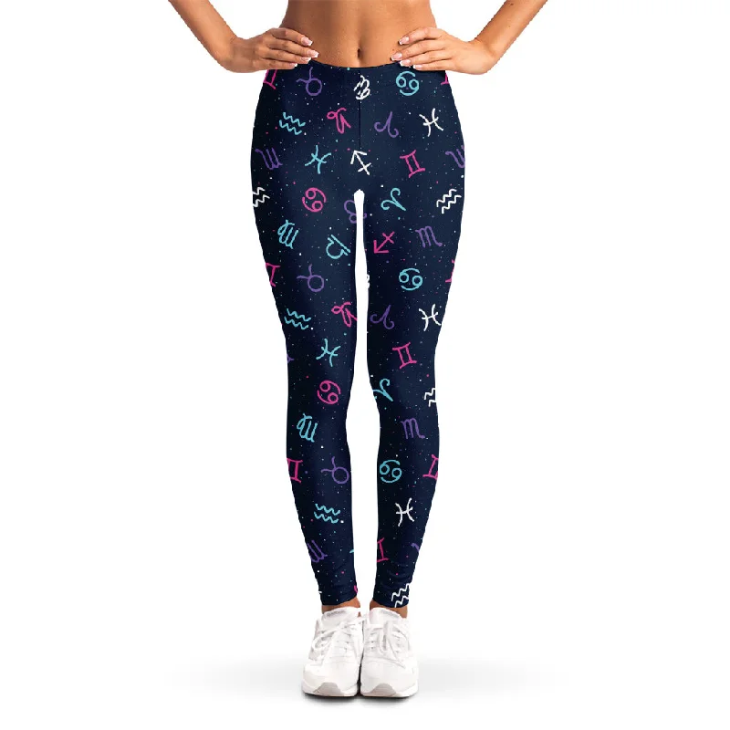 Colorful Zodiac Symbols Pattern Print Women's Leggings