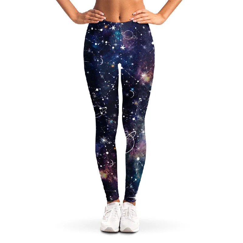 Online Only Constellation Galaxy Space Print Women's Leggings