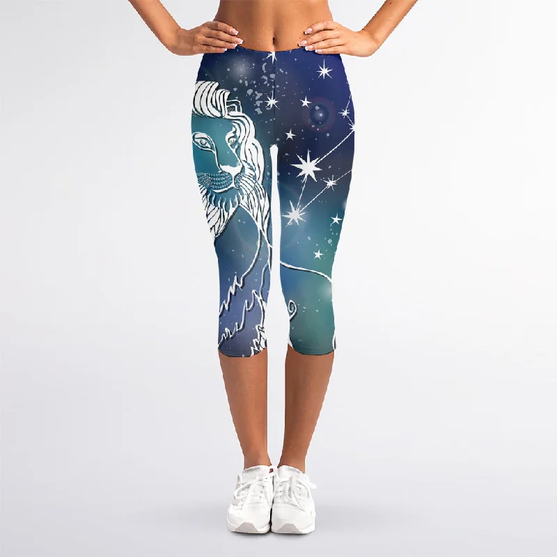 Constellation Of Leo Print Women's Capri Leggings