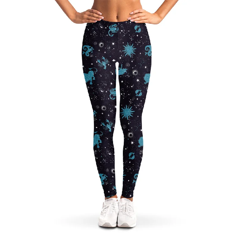 Constellation Zodiac Signs Pattern Print Women's Leggings