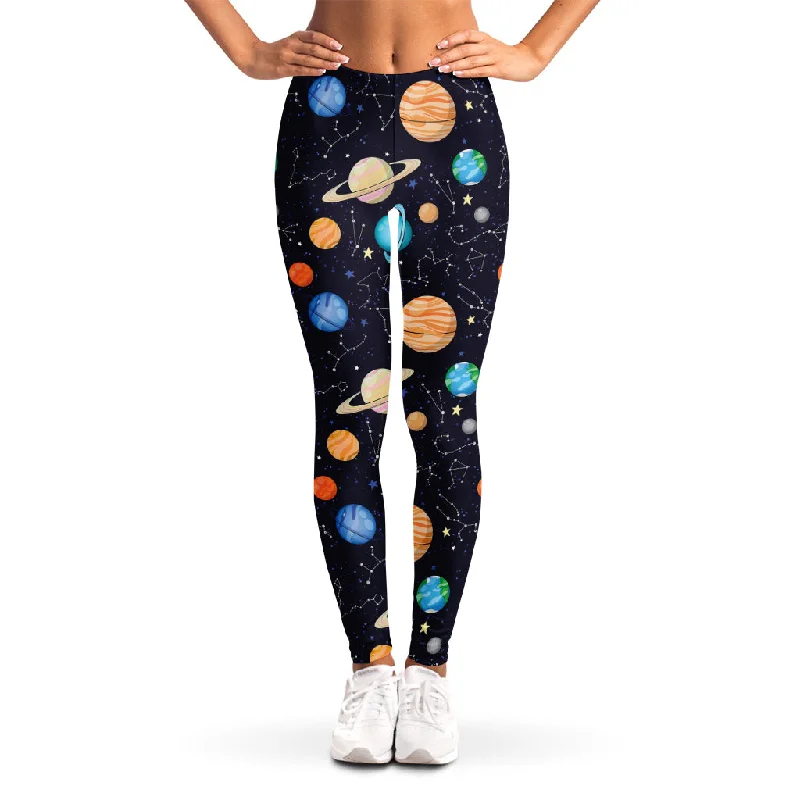 Constellations And Planets Pattern Print Women's Leggings