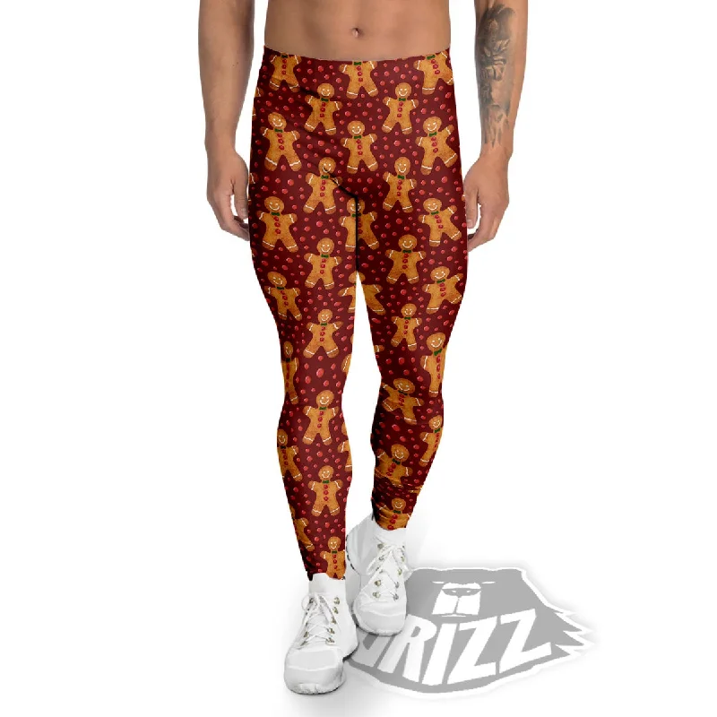 Major Savings Cookies Gingerbread Man Print Pattern Men's Leggings