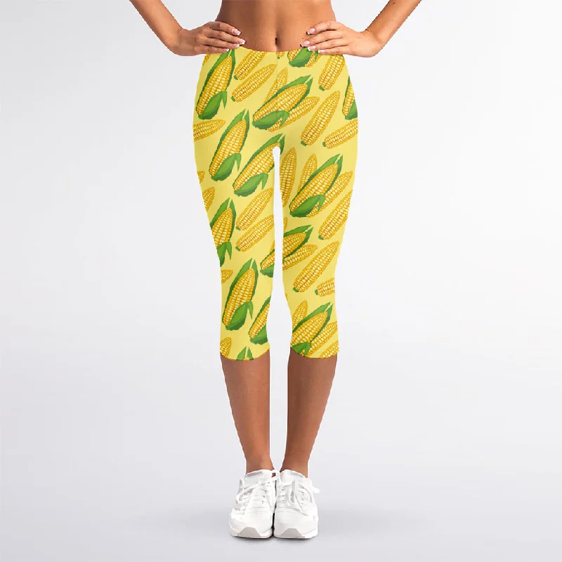 Corn Cob Pattern Print Women's Capri Leggings