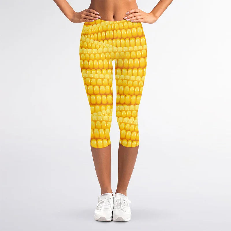 Corn Pattern Print Women's Capri Leggings