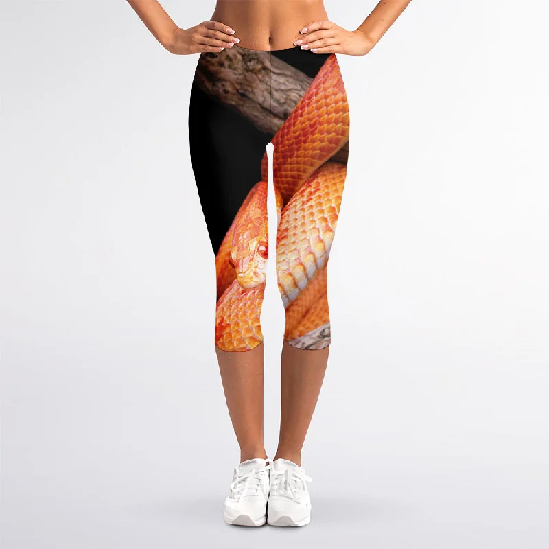 Corn Snake Print Women's Capri Leggings