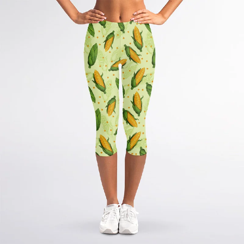 Corncob Pattern Print Women's Capri Leggings