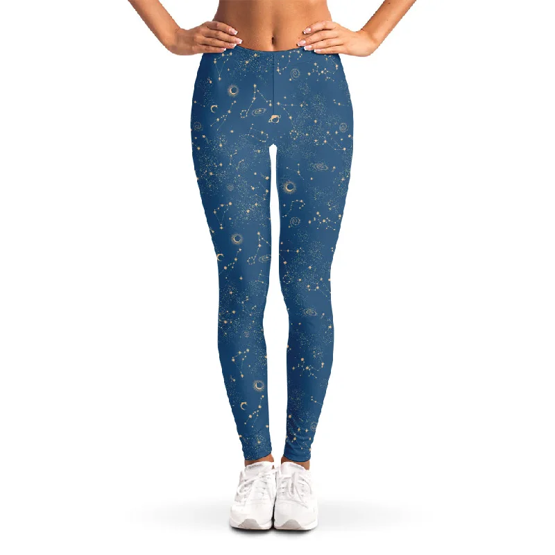 Cosmic Constellation Pattern Print Women's Leggings