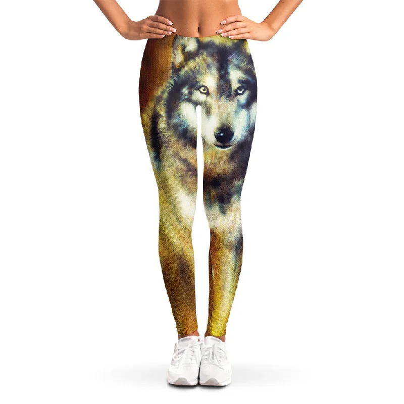 Cosmic Wolf Portrait Print Women's Leggings