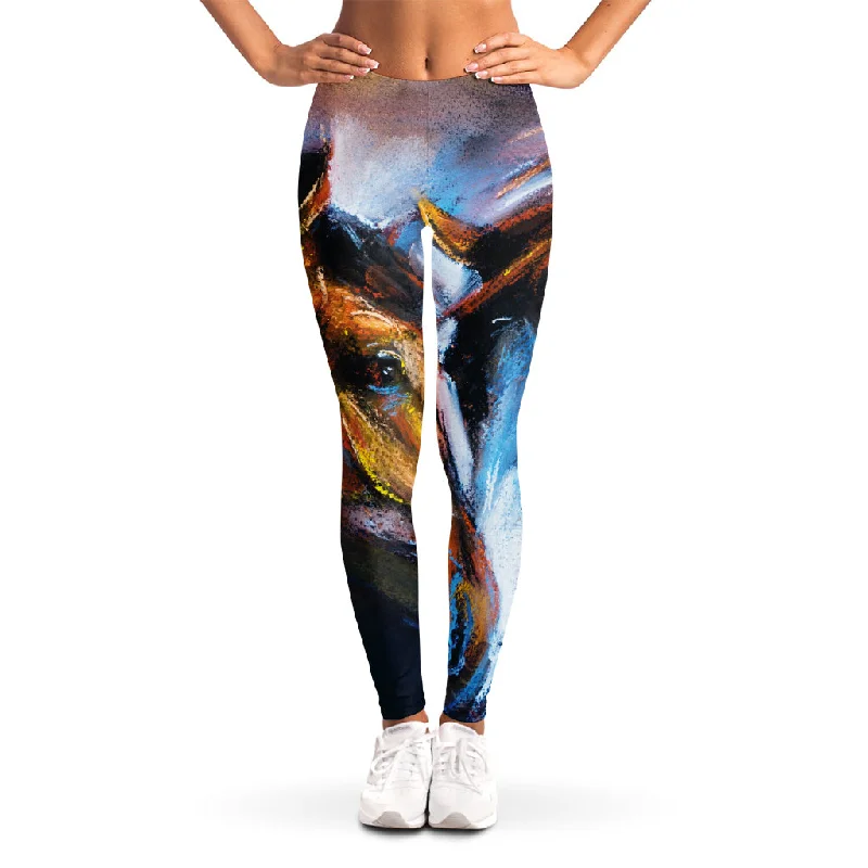 Couple Horses Painting Print Women's Leggings