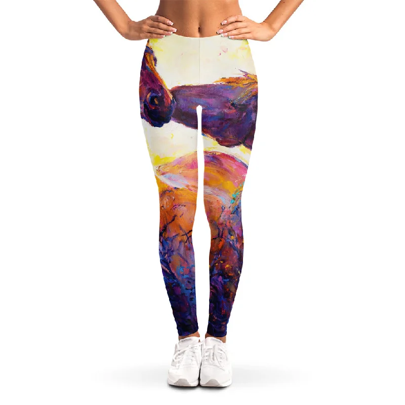 Couple Horses Portrait Print Women's Leggings