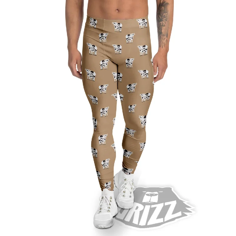 Huge Discounts Cow Cute And Baby Cow Print Pattern Men's Leggings
