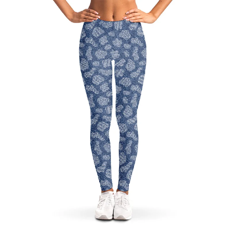 Cow Denim Jeans Pattern Print Women's Leggings