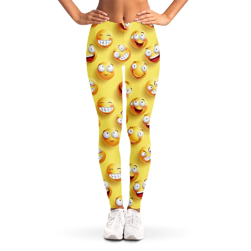 Crazy Emoji Pattern Print Women's Leggings