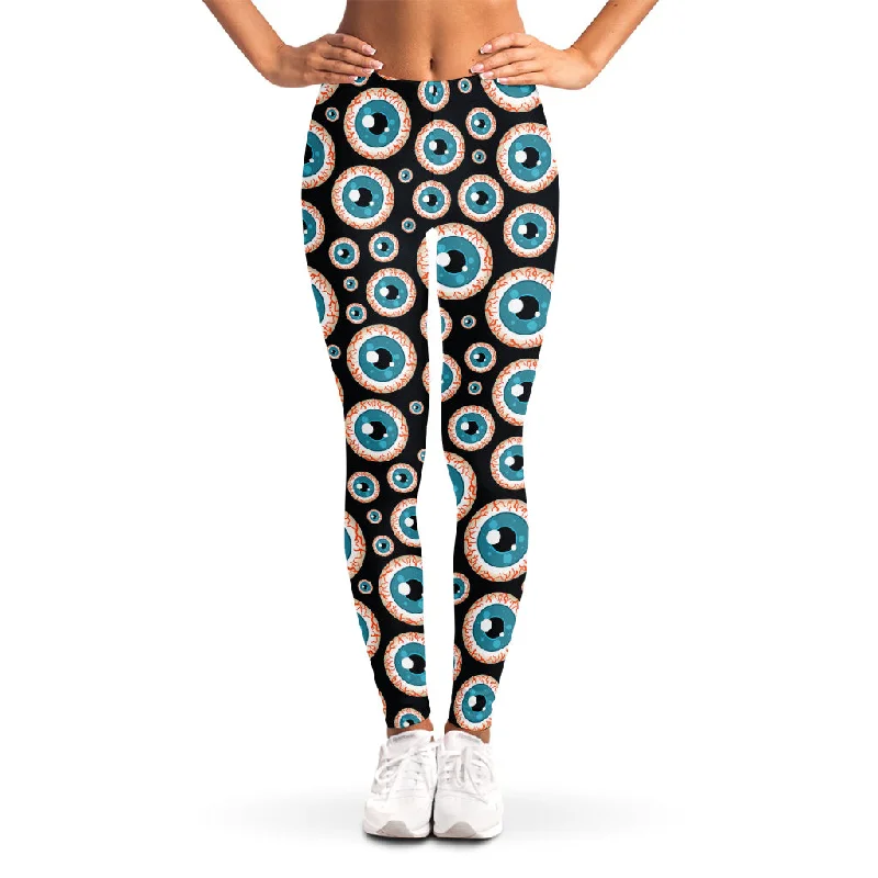 Creepy Eyeball Pattern Print Women's Leggings