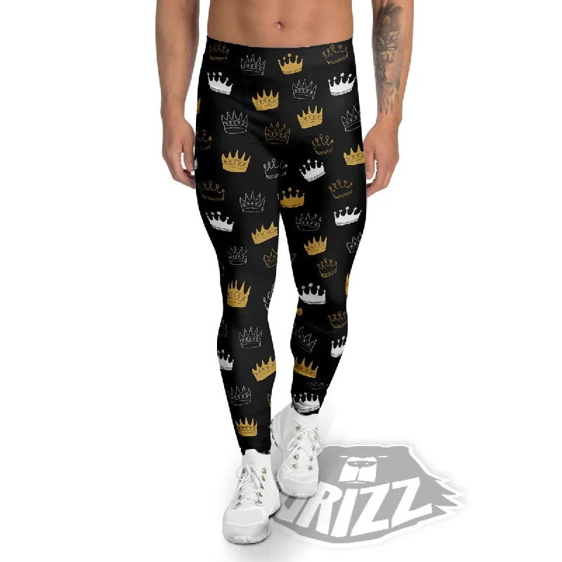 Act Fast Crown Doodle Print Pattern Men's Leggings