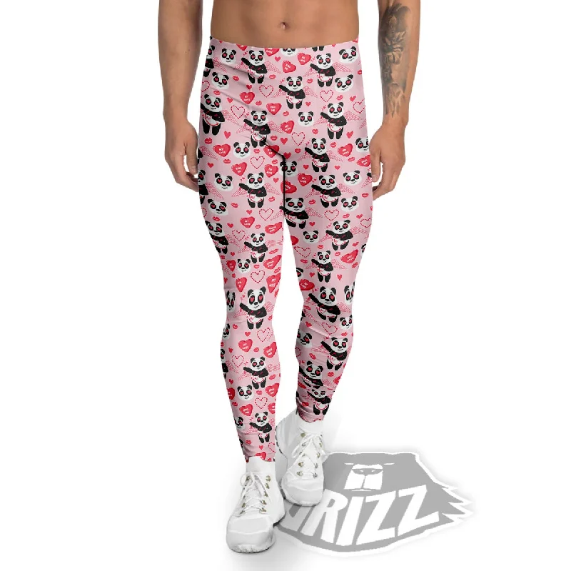 Price Buster Cupid Valentine Cute Panda Print Pattern Men's Leggings