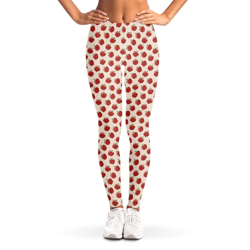 Cute Apple Pattern Print Women's Leggings