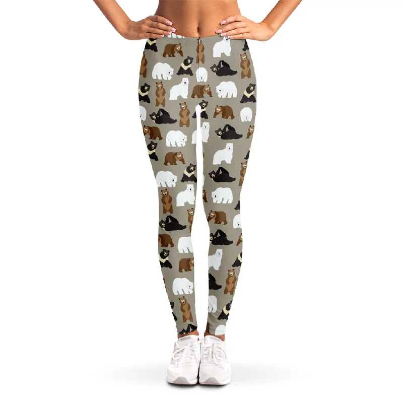 Cute Bear Pattern Print Women's Leggings