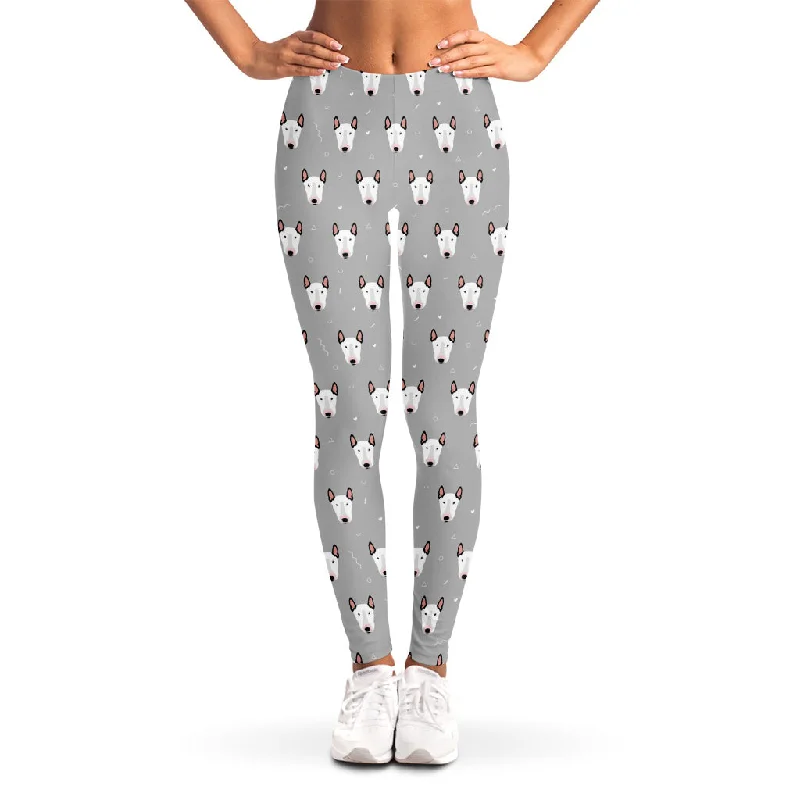 Cute Bull Terrier Faces Pattern Print Women's Leggings