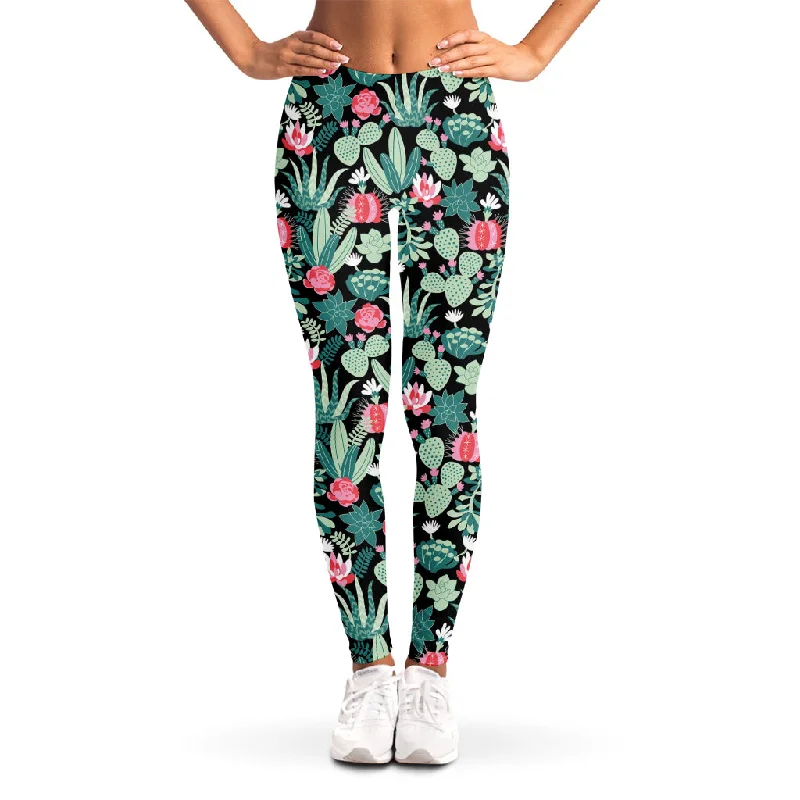 Cute Cactus And Succulent Print Women's Leggings