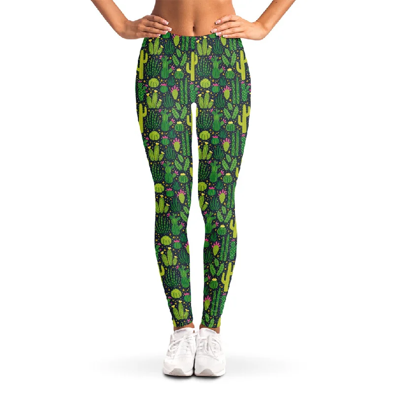 Cute Cactus Plant Pattern Print Women's Leggings