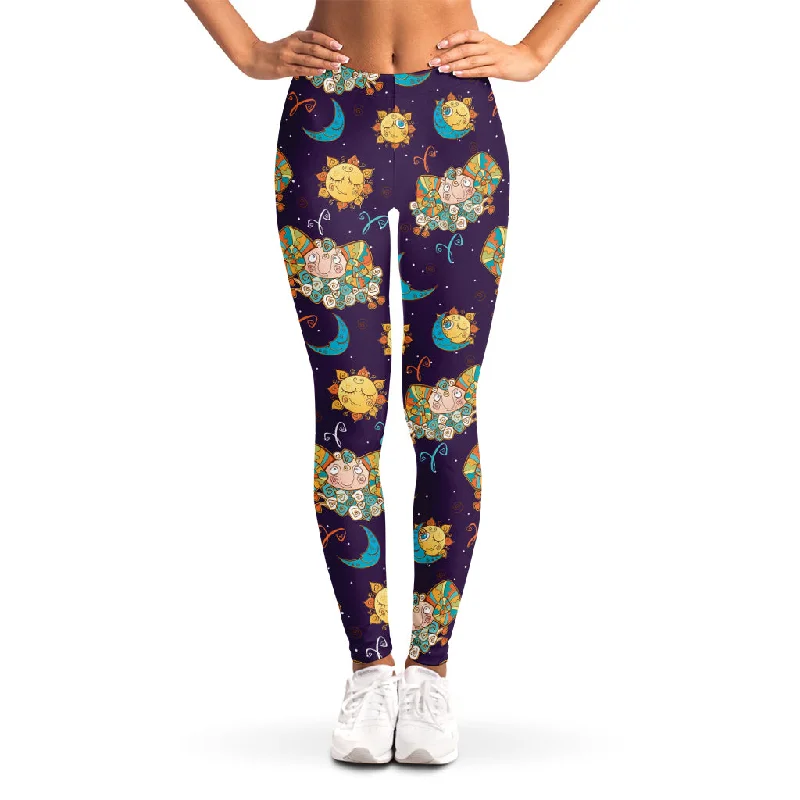 Cute Cartoon Aries Pattern Print Women's Leggings