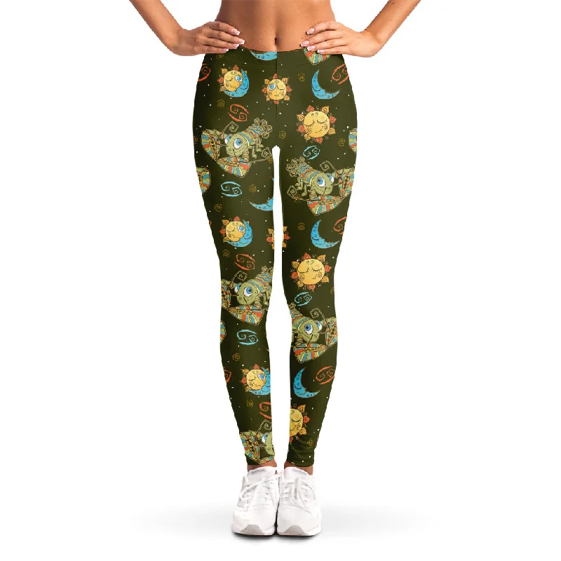 Cute Cartoon Cancer Pattern Print Women's Leggings