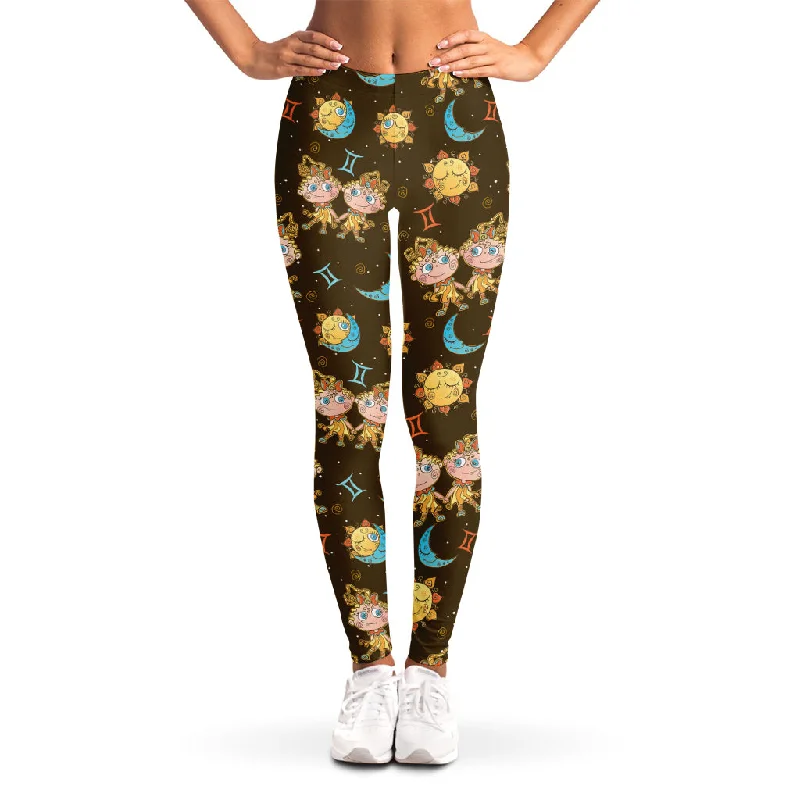 Cute Cartoon Gemini Pattern Print Women's Leggings