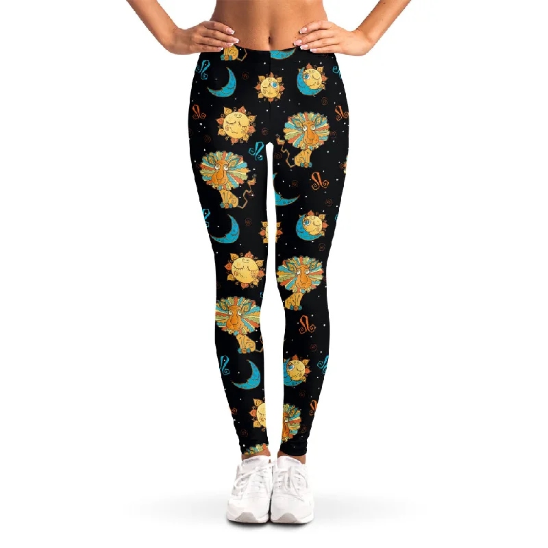 Cute Cartoon Leo Pattern Print Women's Leggings