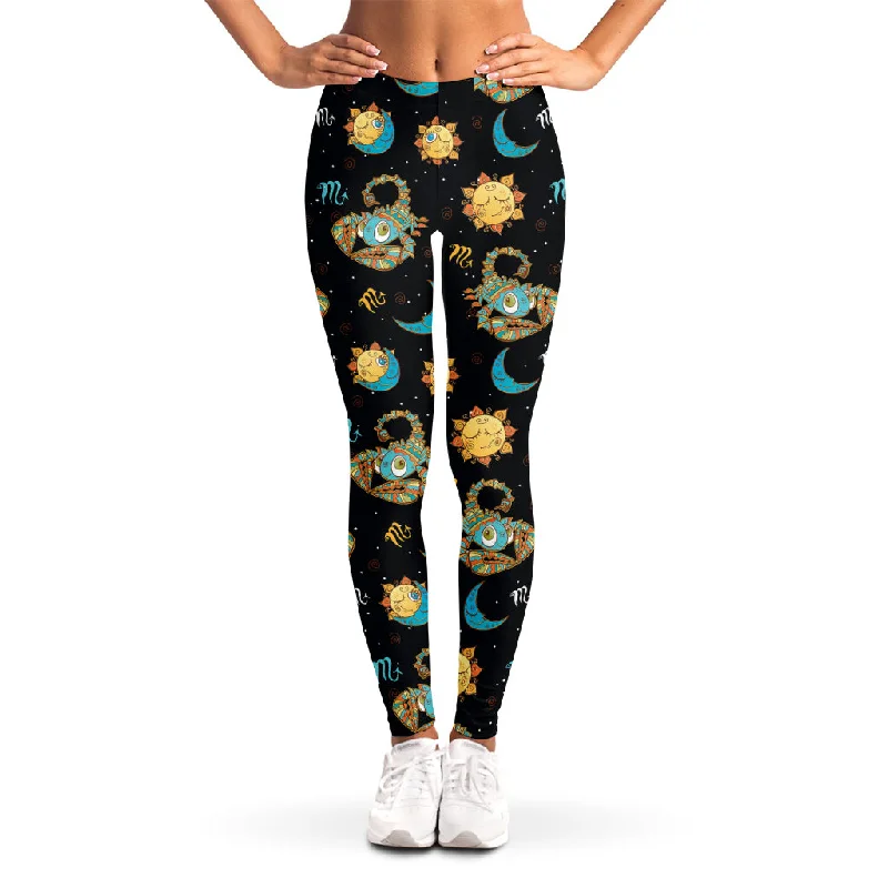 Cute Cartoon Scorpio Pattern Print Women's Leggings