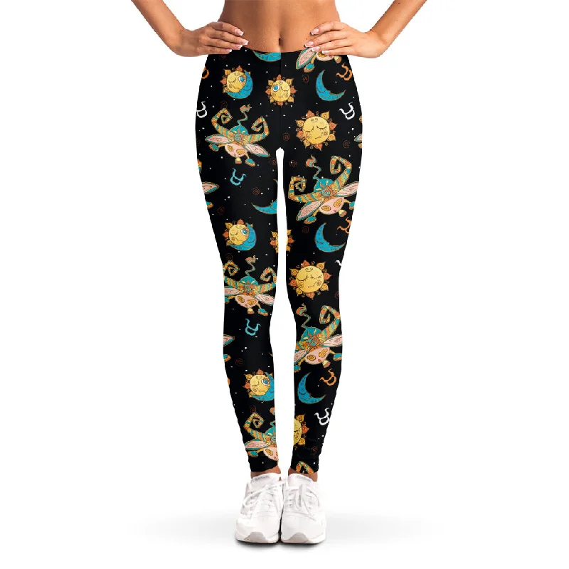 Cute Cartoon Taurus Pattern Print Women's Leggings