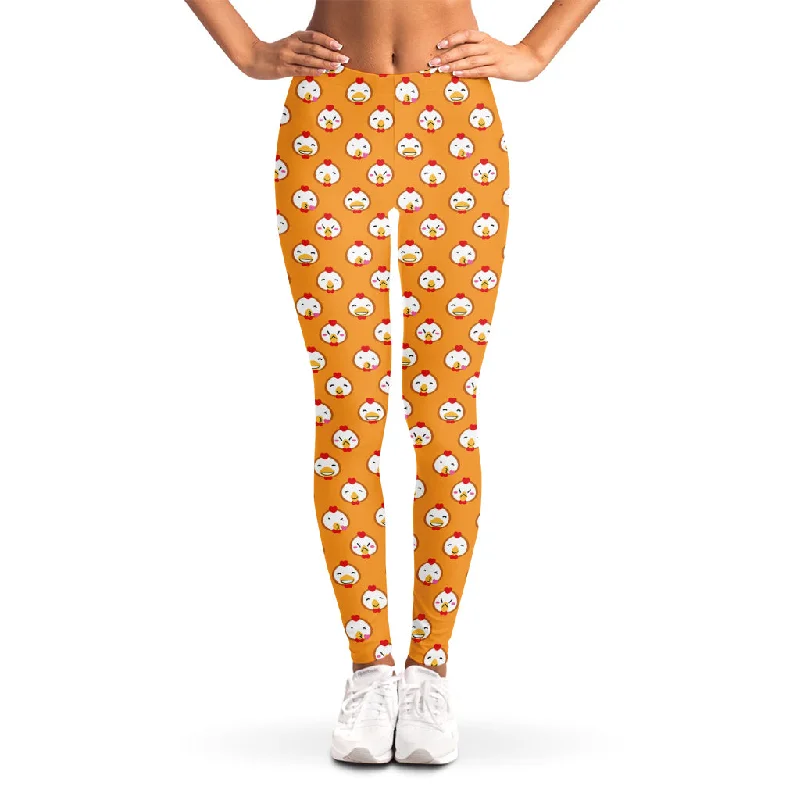 Cute Chicken Emoji Pattern Print Women's Leggings