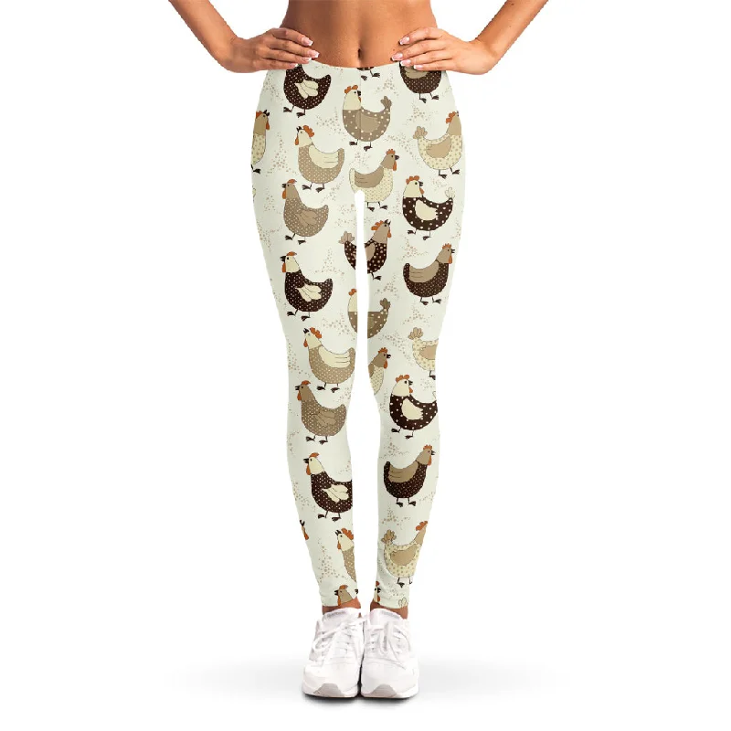 Cute Chicken Pattern Print Women's Leggings