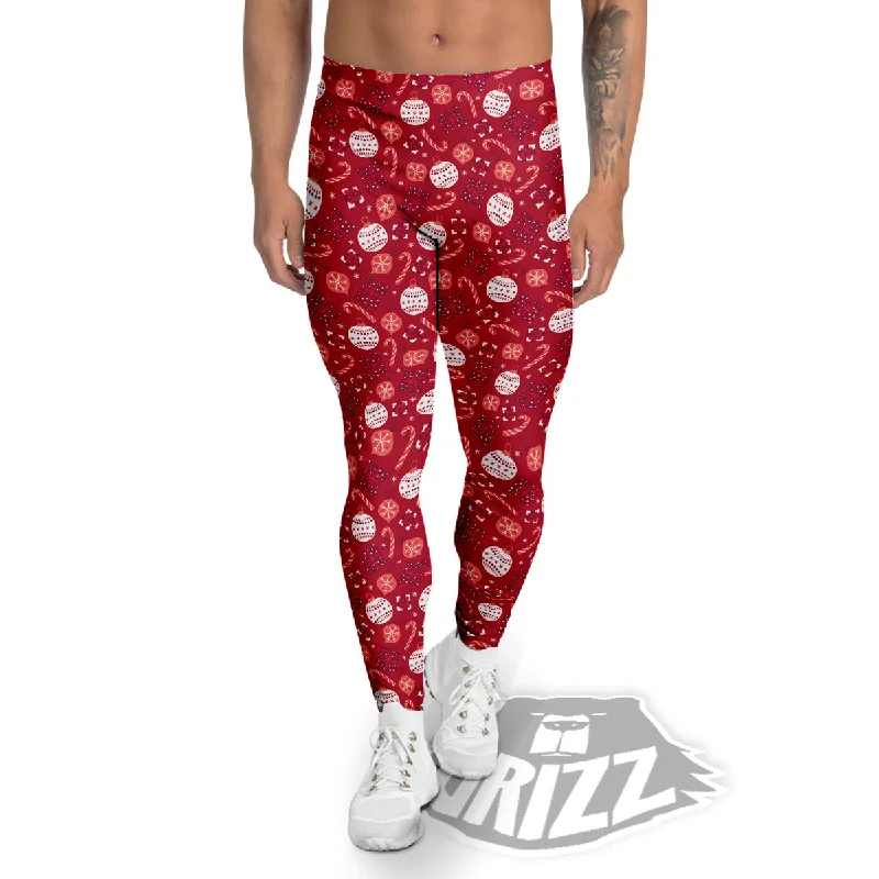 Price Smash Cute Christmas Elements Print Pattern Men's Leggings