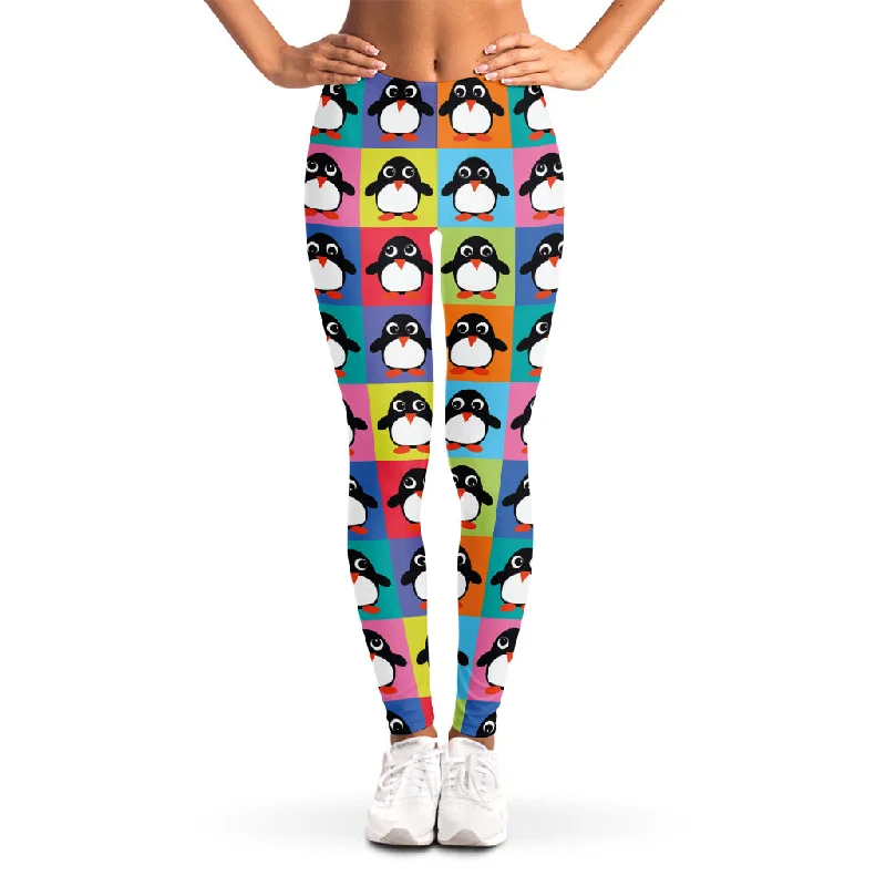 Cute Colorful Penguin Pattern Print Women's Leggings