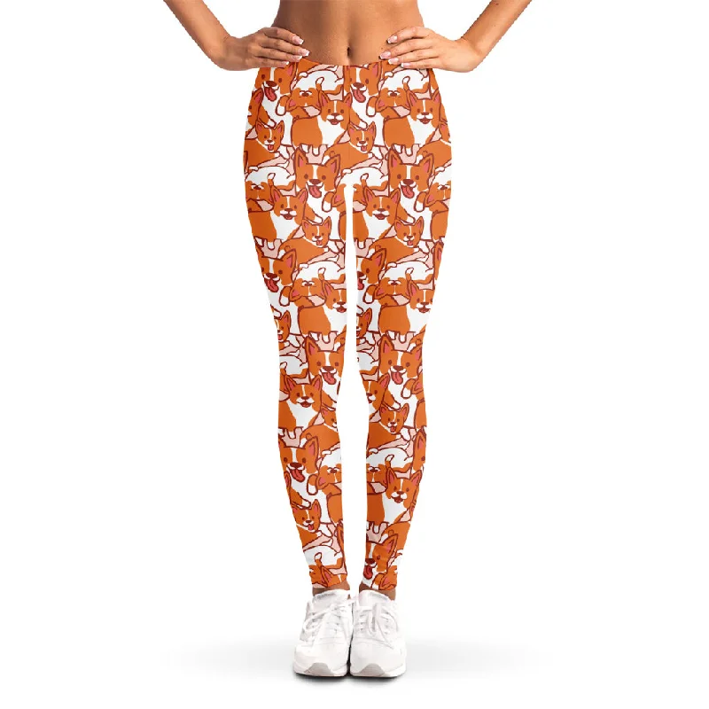 Cute Corgi Pattern Print Women's Leggings