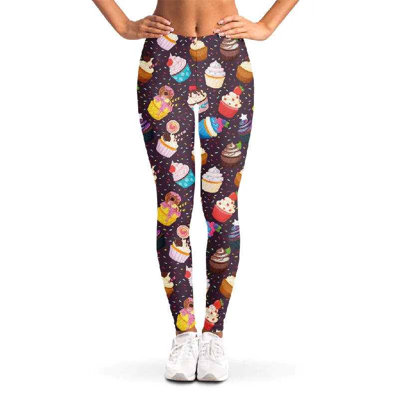 Cute Cupcake Pattern Print Women's Leggings