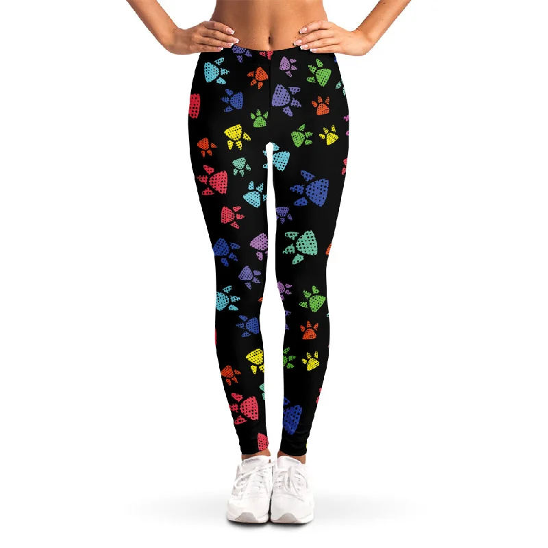 Cute Dino Footprint Pattern Print Women's Leggings