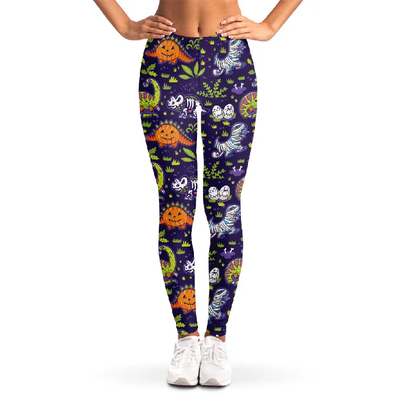 Cute Dino Halloween Pattern Print Women's Leggings