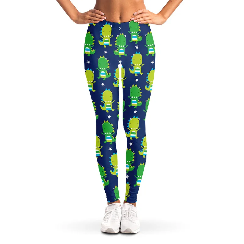 Cute Dino T-Rex Pattern Print Women's Leggings