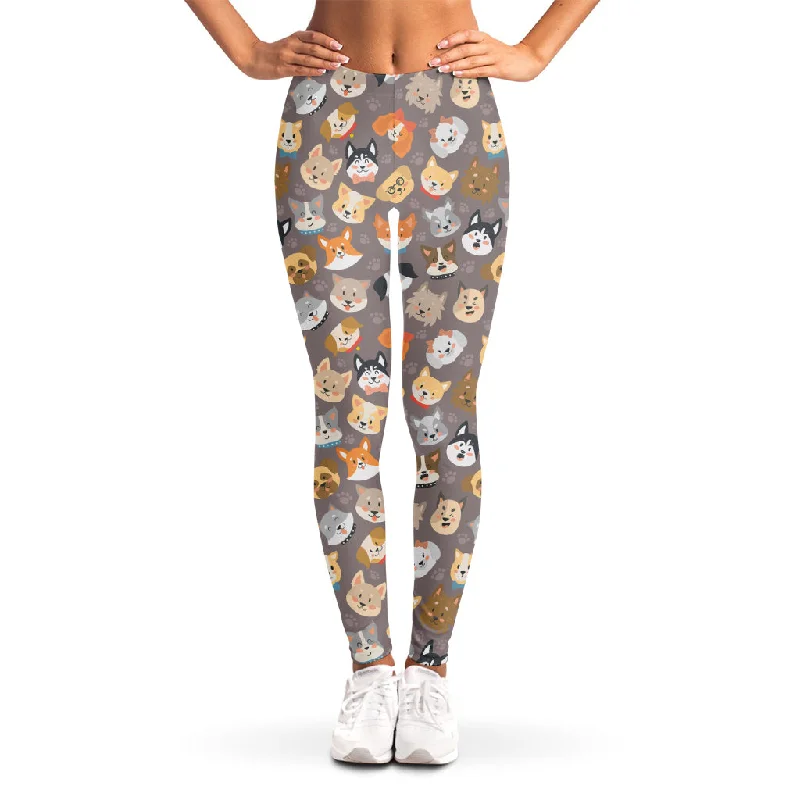 Cute Dog Emoji Pattern Print Women's Leggings