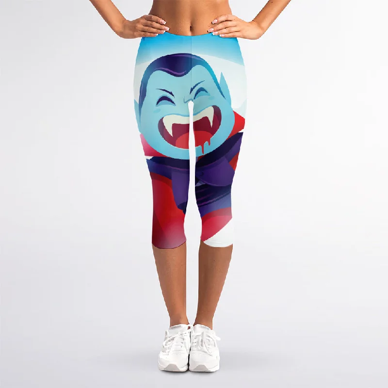 Cute Dracula Print Women's Capri Leggings