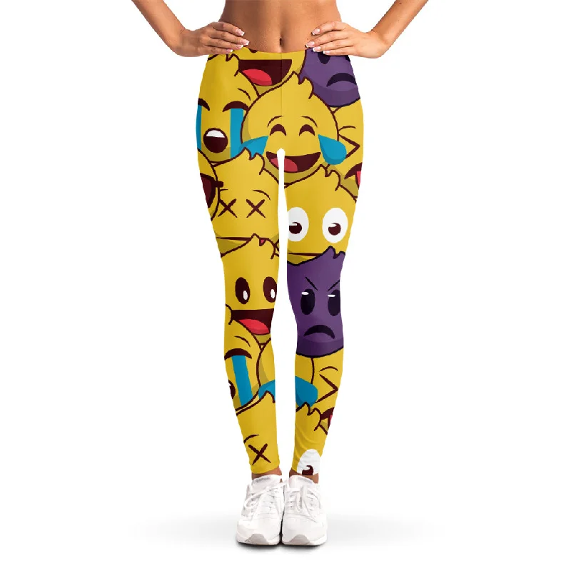 Cute Emoji Pattern Print Women's Leggings