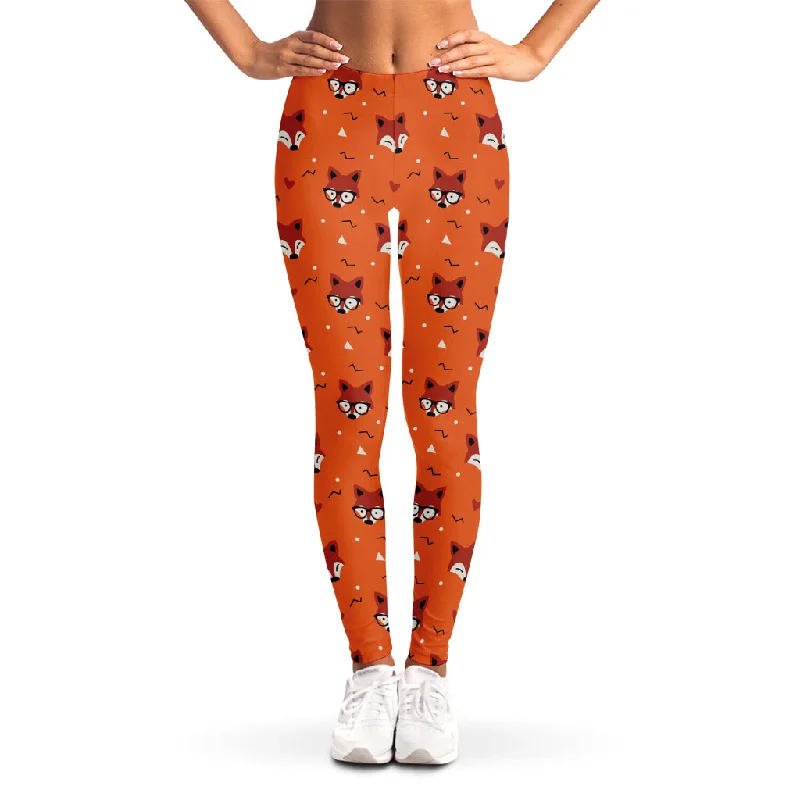 Cute Fox Pattern Print Women's Leggings