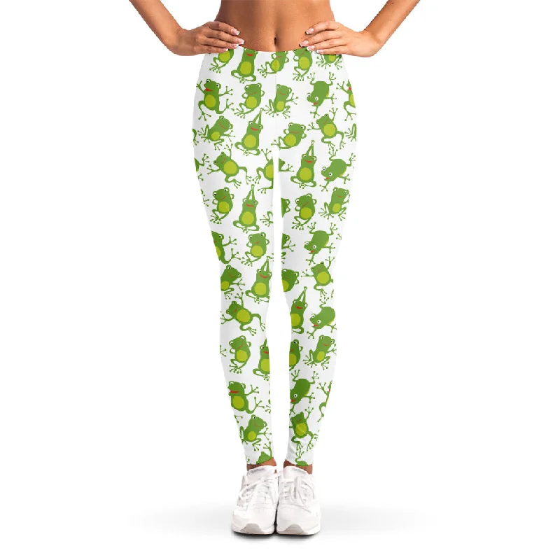 Cute Frog Pattern Print Women's Leggings