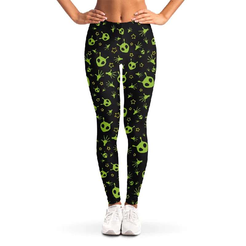 Cute Green Alien Pattern Print Women's Leggings