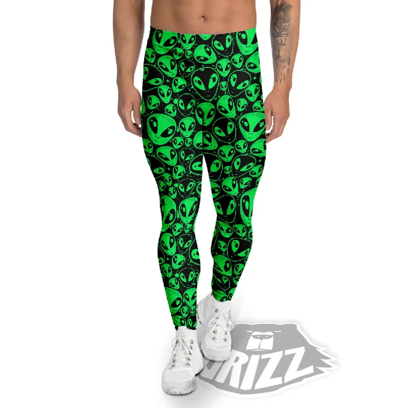 Markdown Madness Cute Green Alien Print Pattern Men's Leggings