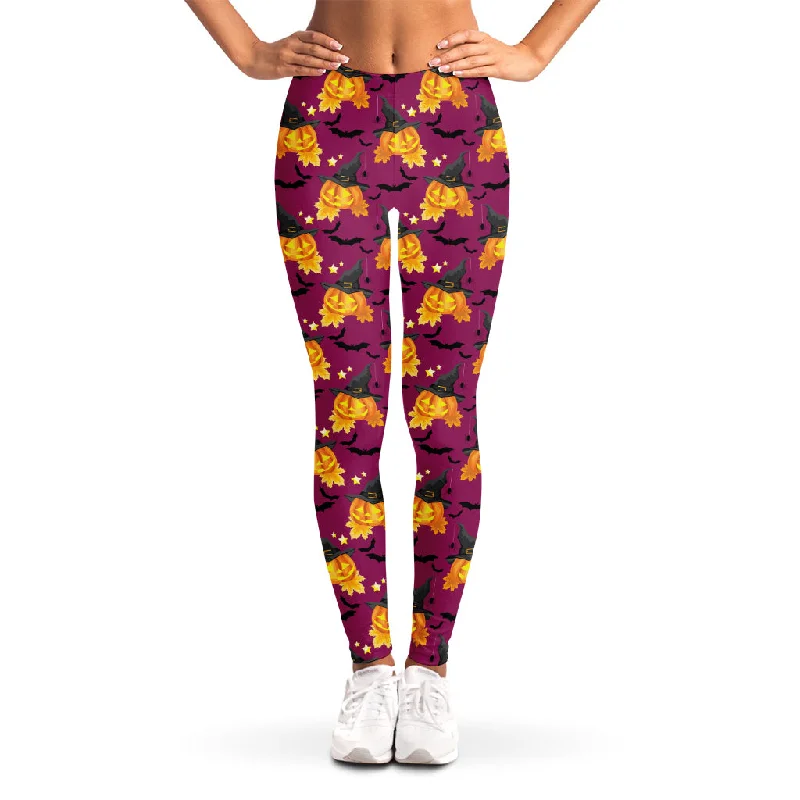 Cute Halloween Pumpkin Witch Print Women's Leggings