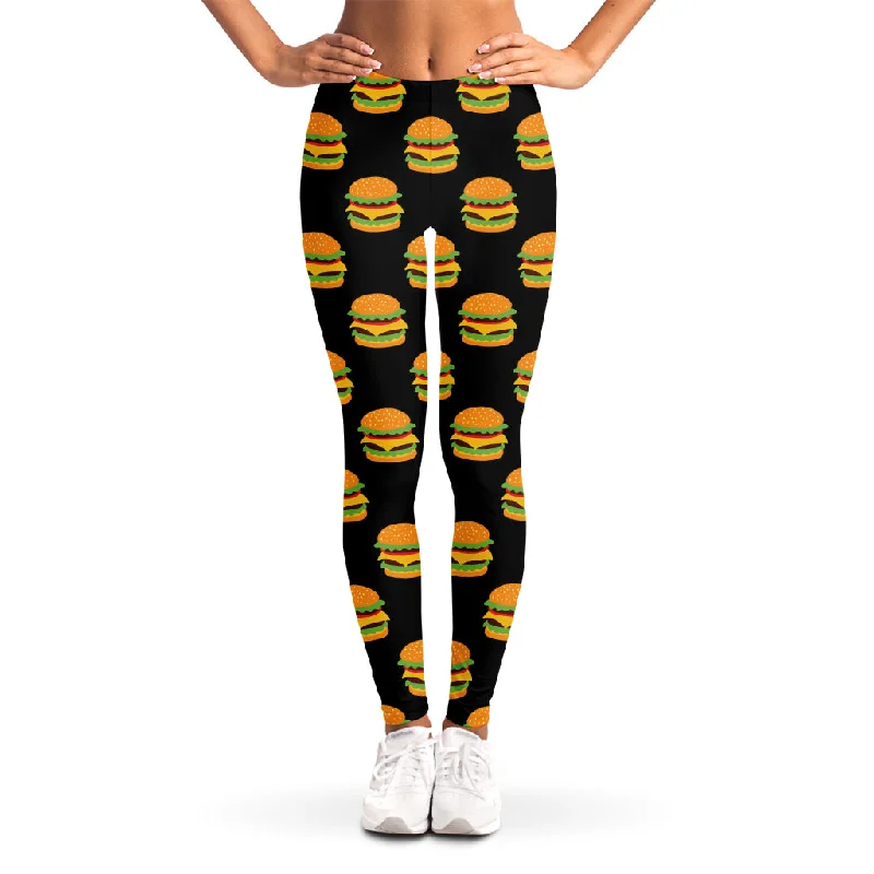 Cute Hamburger Pattern Print Women's Leggings